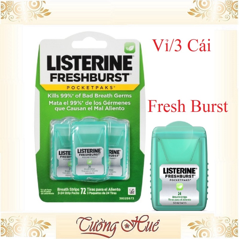 Ngậm Thơm Miệng Listerine Fresh Burst Pocket Paks - Vỉ/3 Cái
