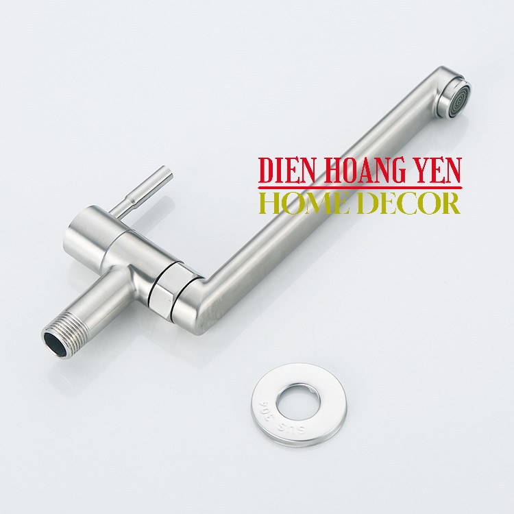 Vòi hồ + vòi chén thân dài Inox 304 cao cấp