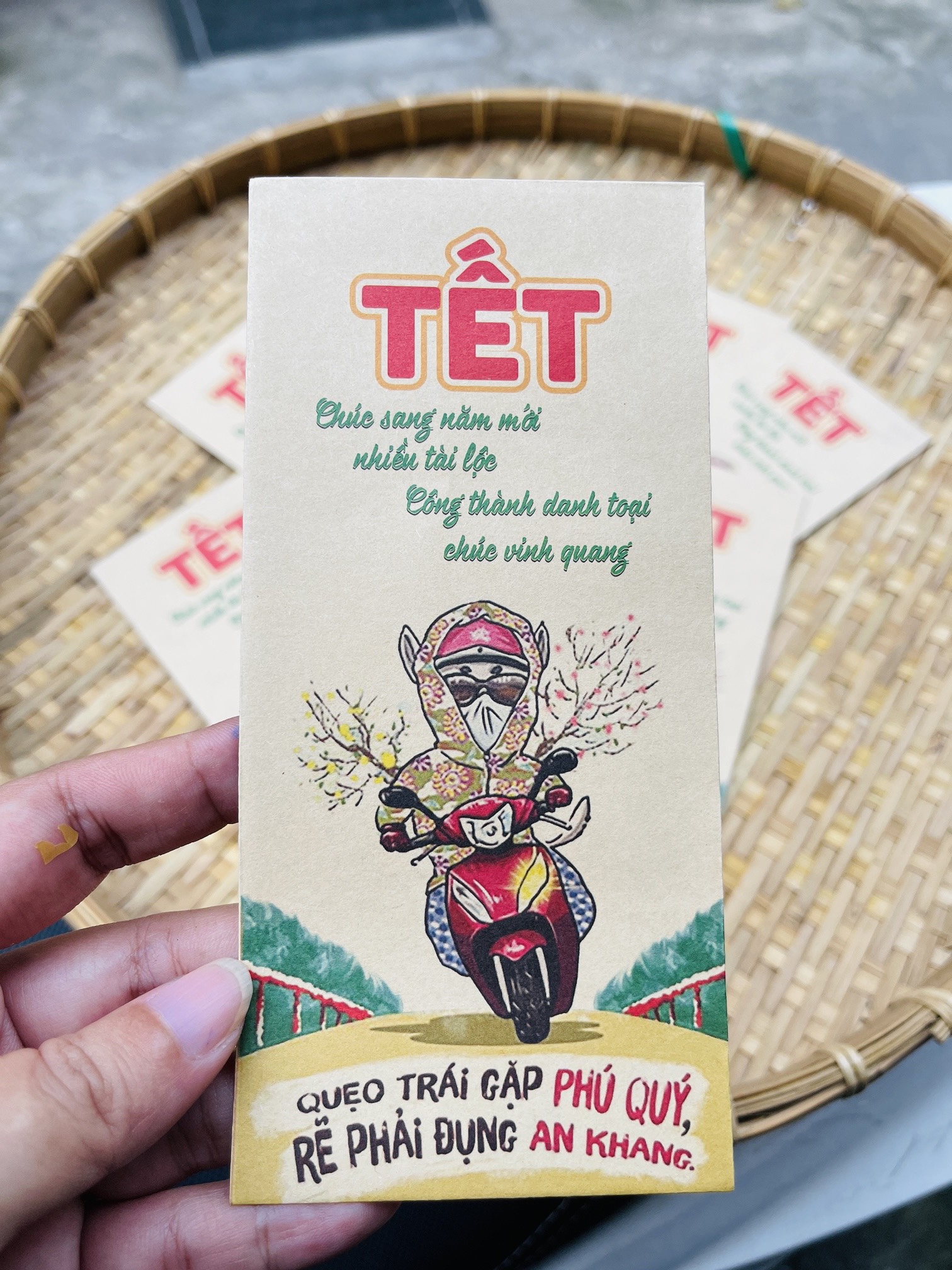 Set 10 bao lì xì tết năm mới 2023 giấy kraft dày dặn