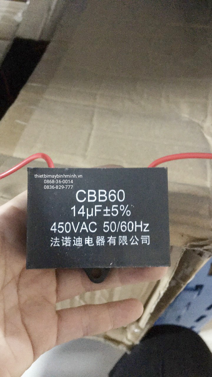 Tụ điện mô tơ bom máy may công nghiệp 14mf, 16mf