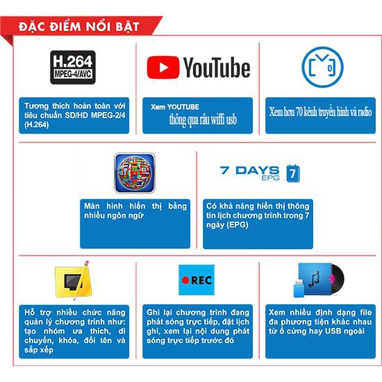 Đầu thu kỹ thuật số Dvb T2 XPX có thể xem YOUTUBE