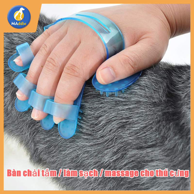 Maddie Bàn chải tắm cho chó Bàn chải cọ năm ngón tay Bàn chải hình thú