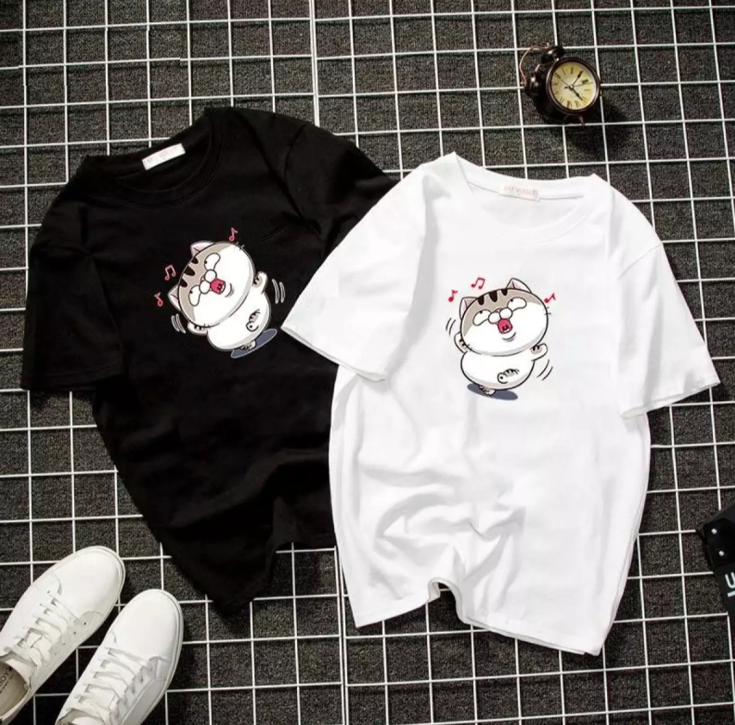 [HCM]Áo thun nữ form rộng Hàn quóc in hình Mèo Ami Bụng Bự Hát Ca Yêu Đời dễ thương vải dày mịn mát