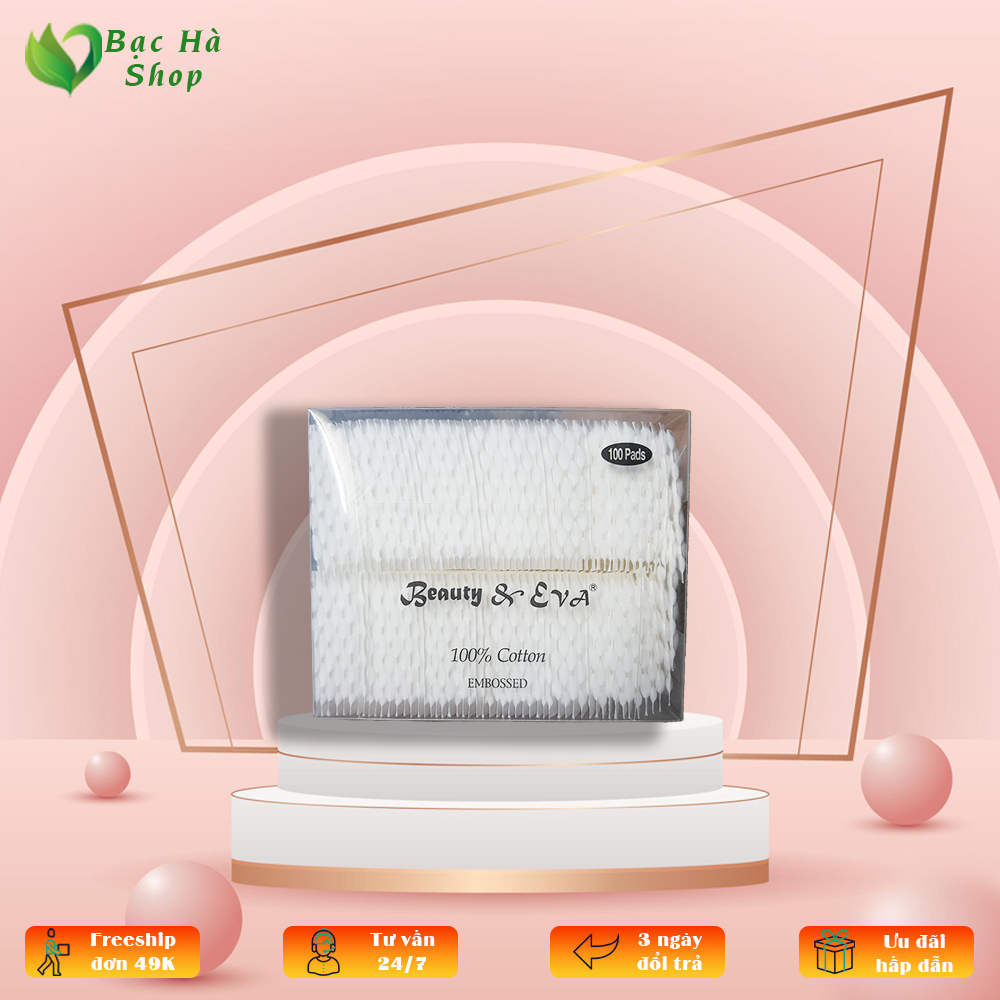 Bông tẩy trang coton hộp nhựa 100 miếng cotton thấm hút nhanh, giầy dặn