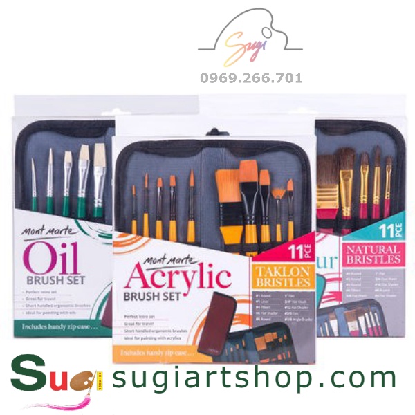 Bộ cọ vẽ màu nước Mont Marte 10 cây [ Sugi art shop]