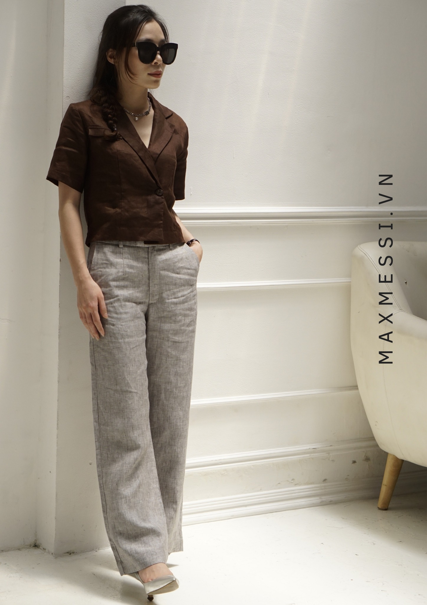 [HCM]Quần linen cạp cao ống suông GINGER - MaxMessi
