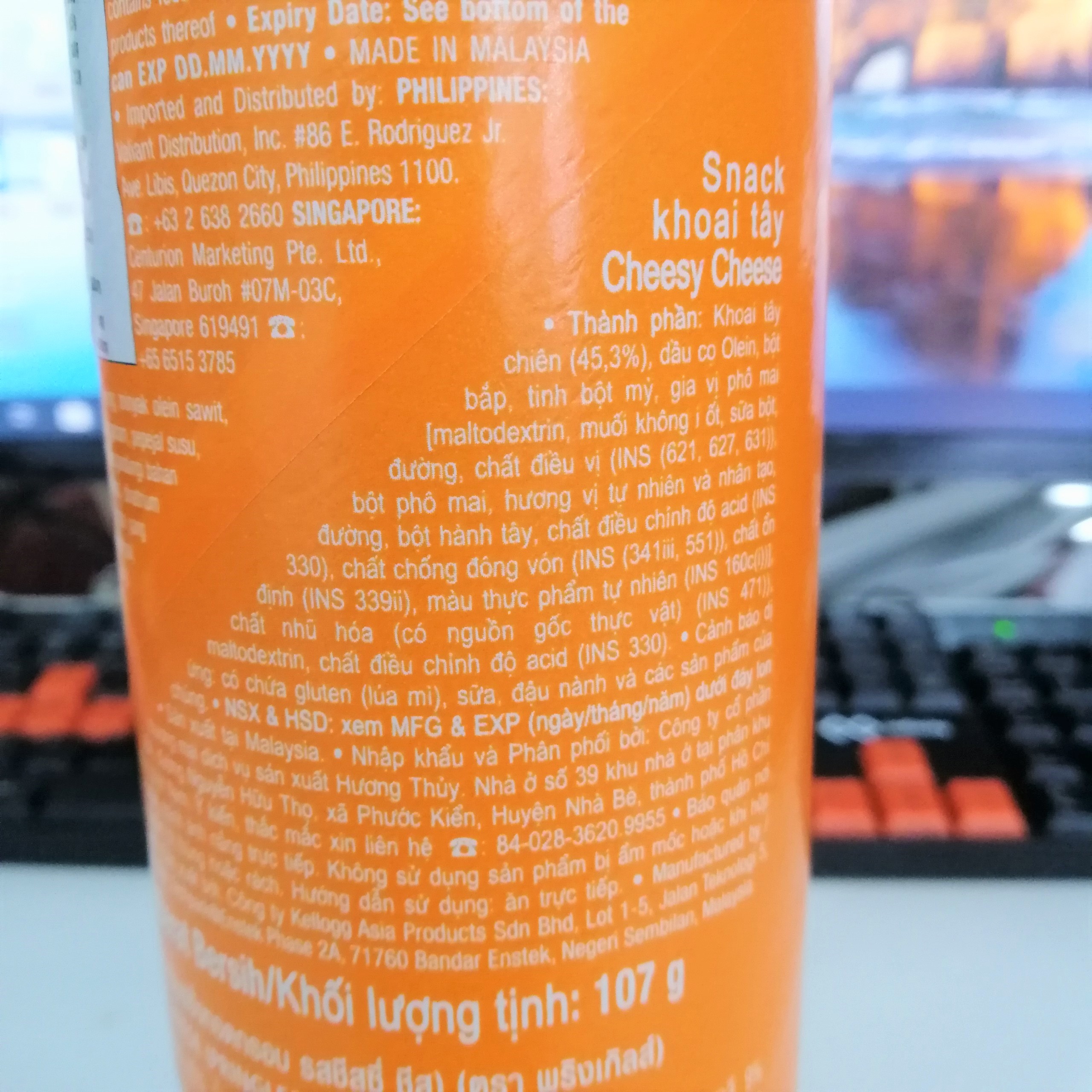 Snack Khoai Tây Pringles Vị Phô Mai (Lon 102g)