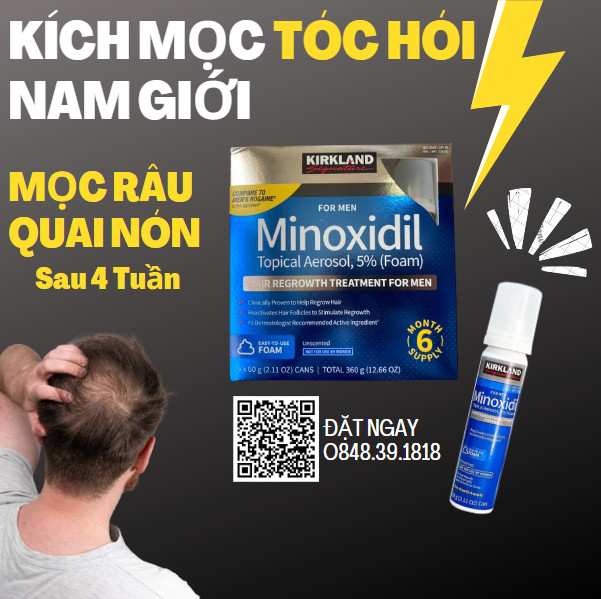 [HCM]Minoxidil 5% Bọt Mọc Râu Nhanh + Biotin 10000mcg