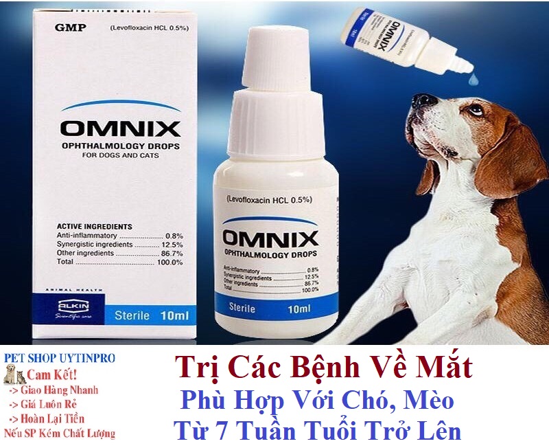 [Hoàn tiền 10%]  CHAI NHỎ MẮT CHO CHÓ MÈO THÚ CƯNG Omnix Trị các bệnh về mắt Chai 10ml Xuất xứ từ Anh Quốc - Pet shop Uytinpro