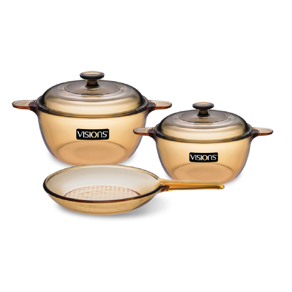 Bộ 3 Nồi Thuỷ Tinh Visions VS-350/CL1 - GIAO TOÀN QUỐC