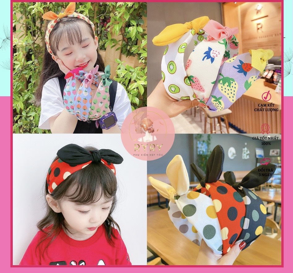 BỜM CÀI TÓC NƠ BỌC VẢI BẢN TO CUTE CHO BÉ