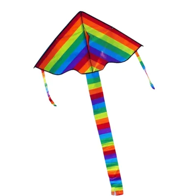 TESDFD Colorful Spring Parents Long Tail Kids Easy Fly Interactive Toys Rainbow Color Nylon Triangle Kite Flying Toys