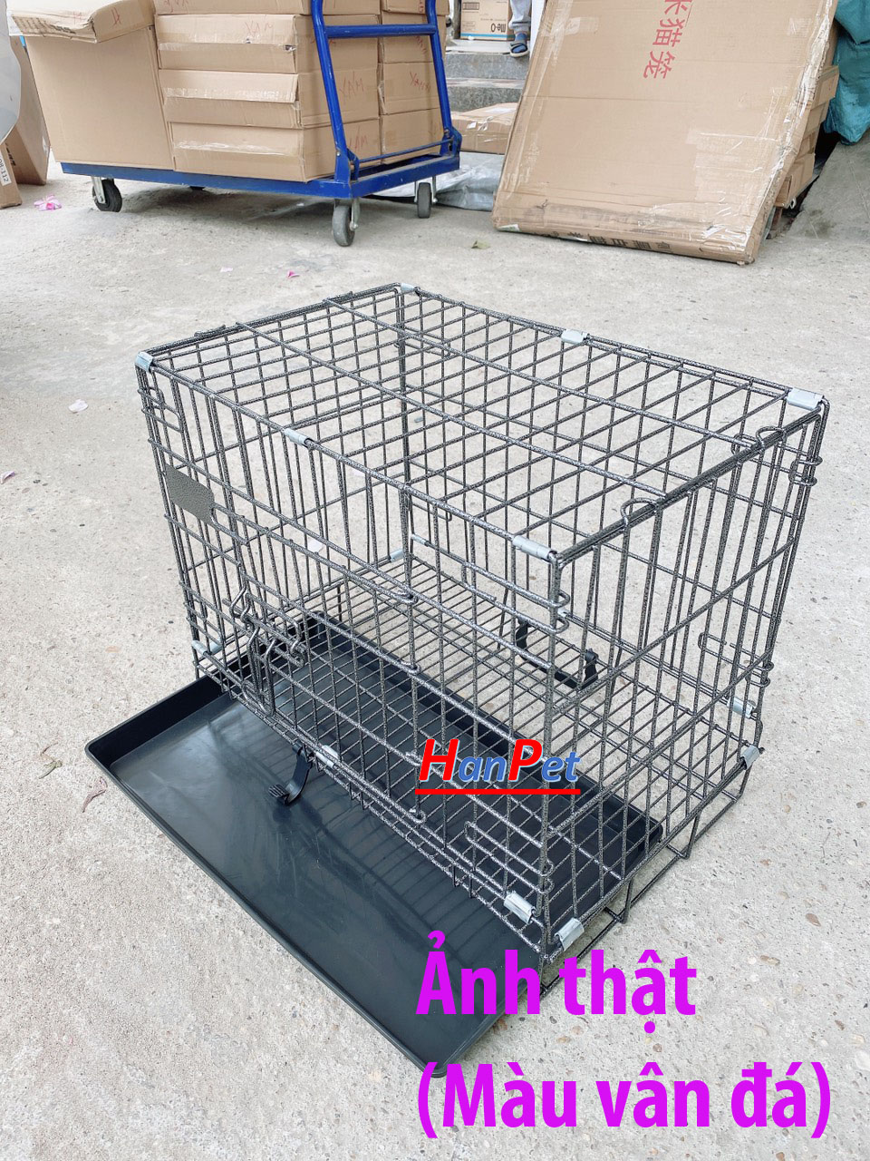 (Chuồng SD)- Lồng chó mèo vân đá chuồng cho chó mèo gấp gọn