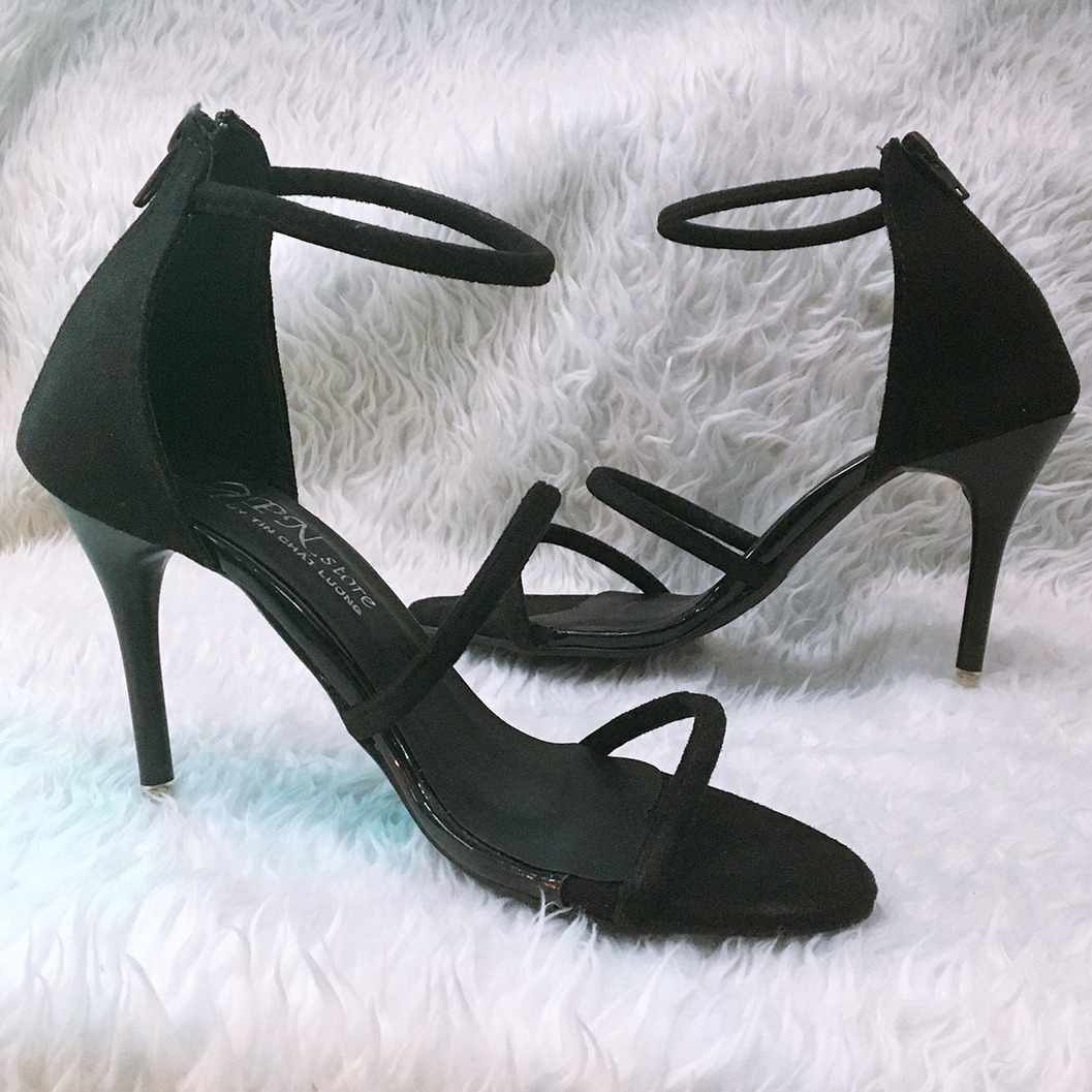 Giày Cao Gót Nhọn 9phan Quai Mảnh Bít Gót Dây Kéo LZ112