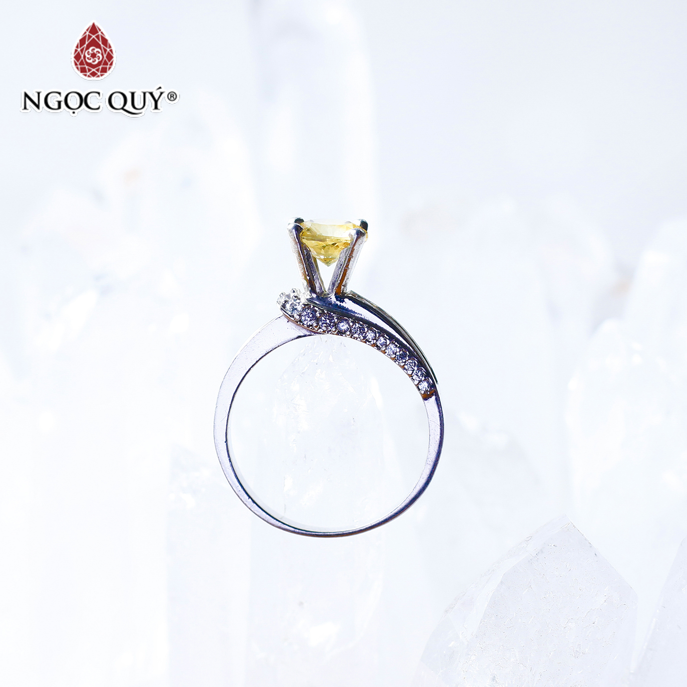 [HCM]Nhẫn bạc nữ đá Citrine mệnh thổ kim - Ngọc Qúy Gemstones