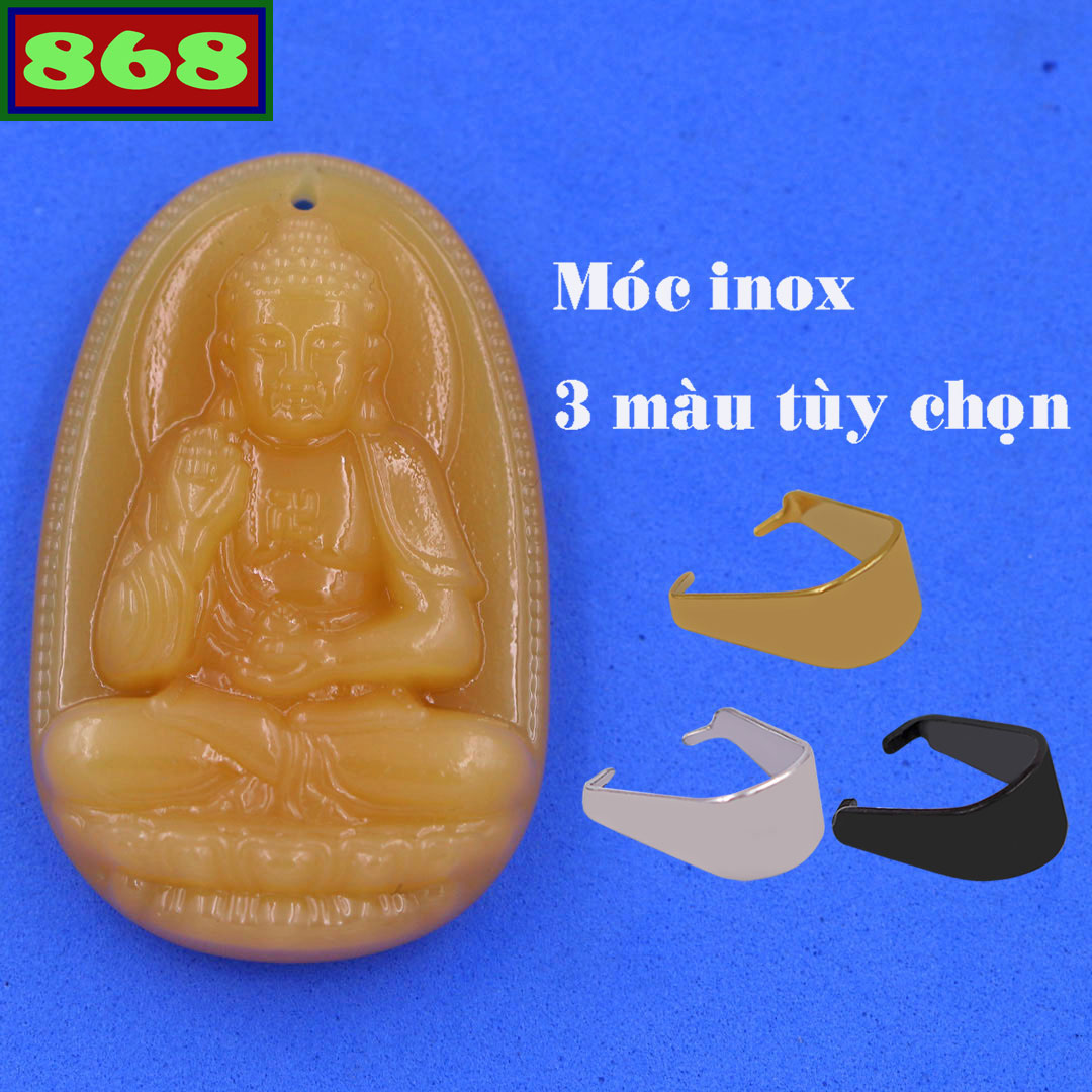 Face Amitabha Buddha stone Quartz Gold 3.6 cm, 5 cm attached hook stainless steel necklaces, buddha the par, pendant Buddhism