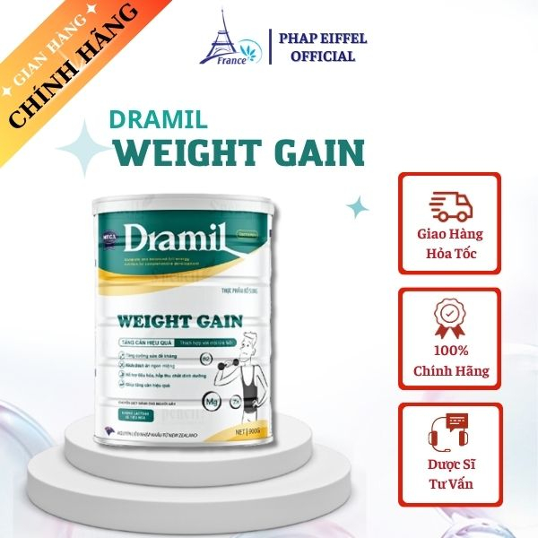 Sữa sữa tăng cân dramil weight gain - pháp eiffel hộp 900g