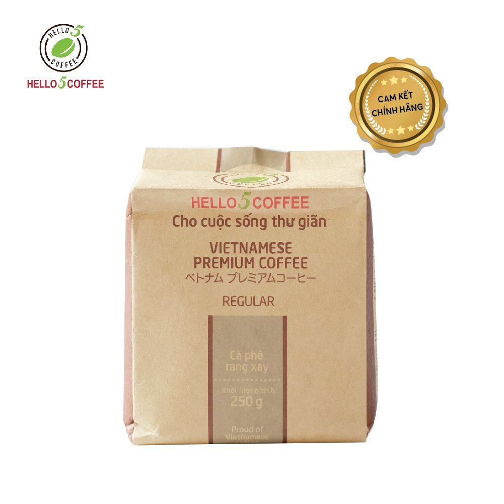 Cà Phê Nguyên Chất Rang Xay Hello 5 Coffee REGULAR - Gói 250g