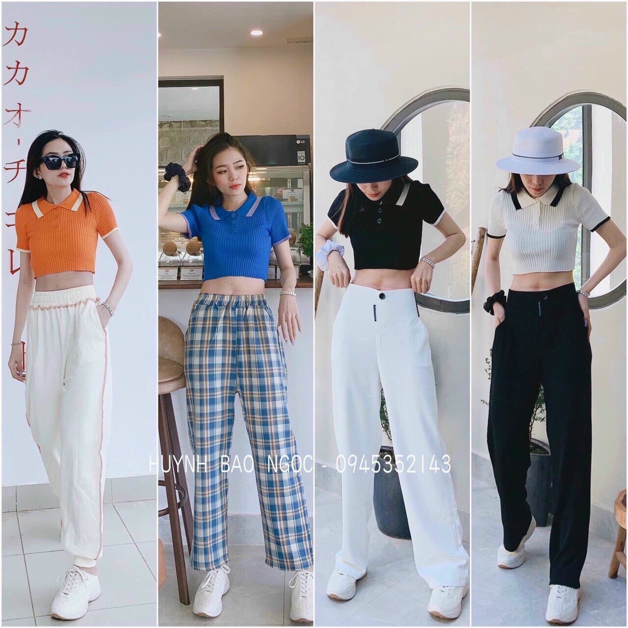 Áo len croptop viền nhiều màu