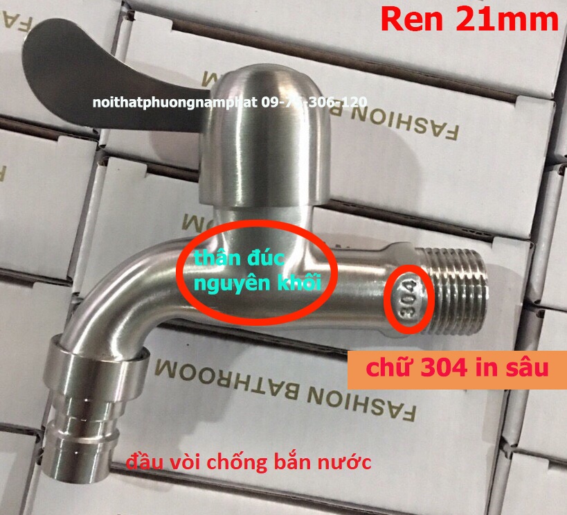 [GIÁ SIÊU SỈ] Vòi Xả Nước Hành Lang, Vòi hồ INOX 304 F8001 vòi máy giặt thân vòi đúc nguyên khối rumine