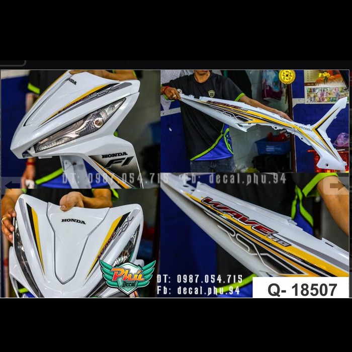 Tem rời Wave Rsx Fi Xe Trắng Phối Vàng Đen B|Mẫu mã đa dạng|Chi tiết sắc nét|Nhận làm Tem rời theo Yêu Cầu