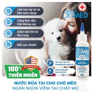 Dung dịch vệ sinh tai chó mèo OXYMED Tropiclean giúp làm sạch ráy tai và thumbnail