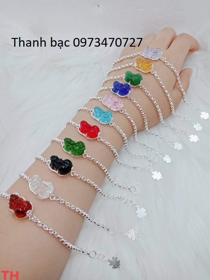 Lắc tay tỳ hưu bạc ta may mắn đủ mầu