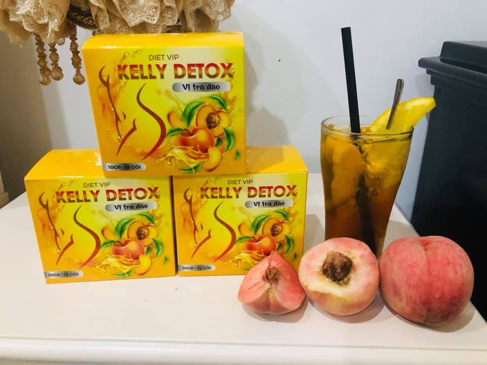 Trà đào giảm cân Kelly Detox đẹp da thon dáng, có vị ngọt tự nhiên - Hộp 15 gói - Sản phẩm của Diet Vip Thảo Vũ