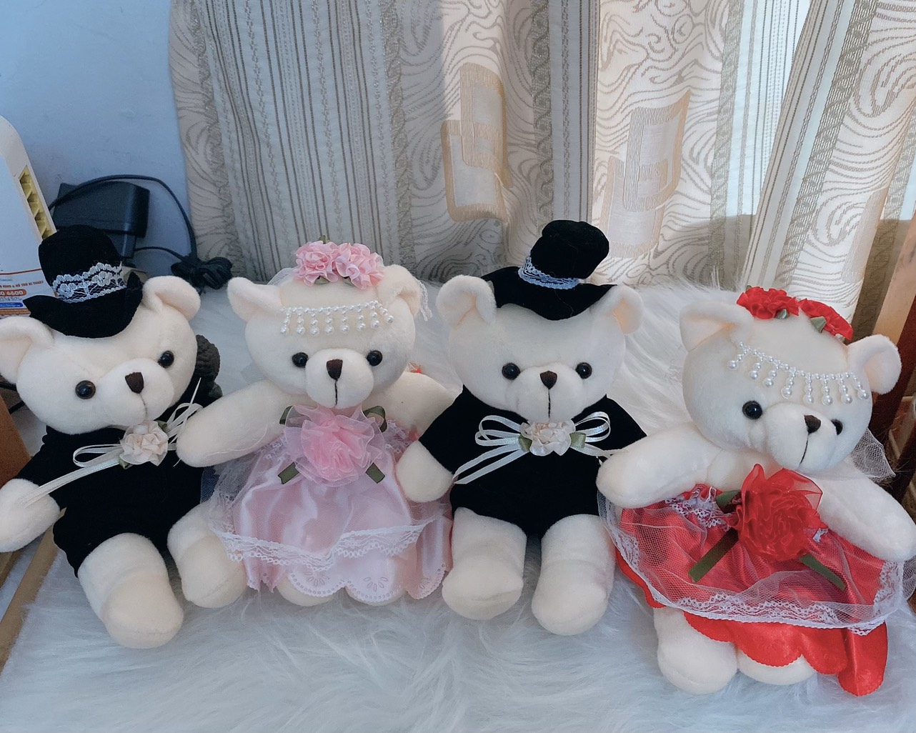 GẤU BÔNG CẶP ĐÔI CÔ DÂU CHÚ RỂ 25 CM