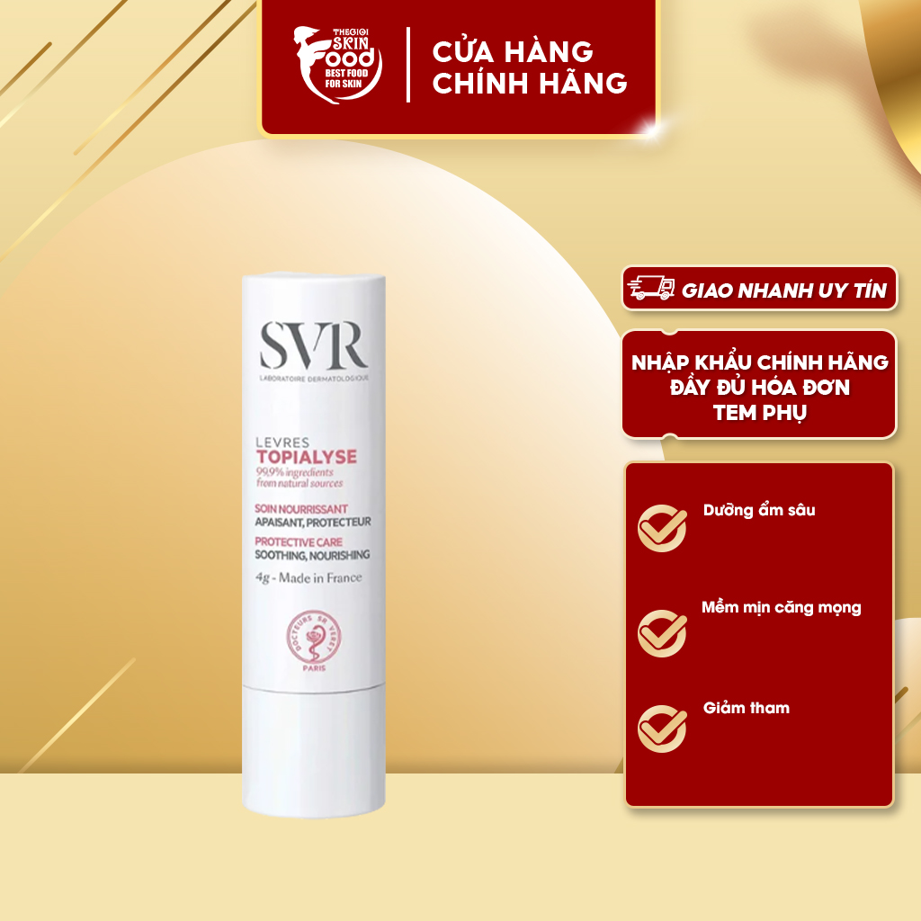 Son dưỡng giúp cấp ẩm cho môi khô, nứt nẻ svr stick topialyse levres 4g