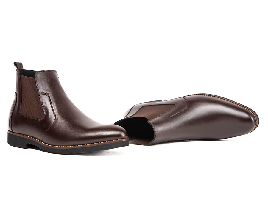 [7CM] Giày Chelsses Boots nam T&TRA S1077 Nâu Tối - Nhẹ Như Dép