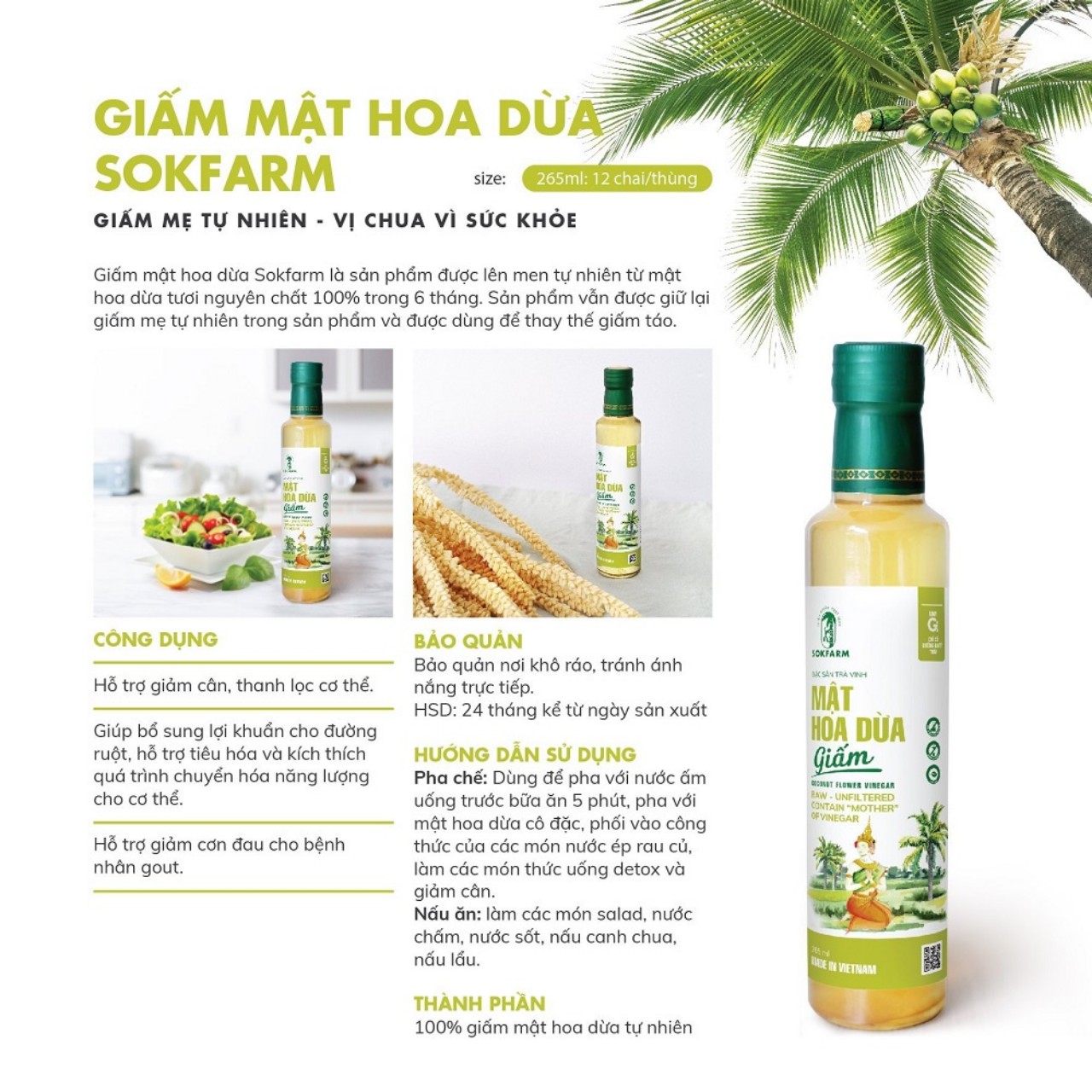 giấm Mật Hoa Dừa Sokfarm 165ml