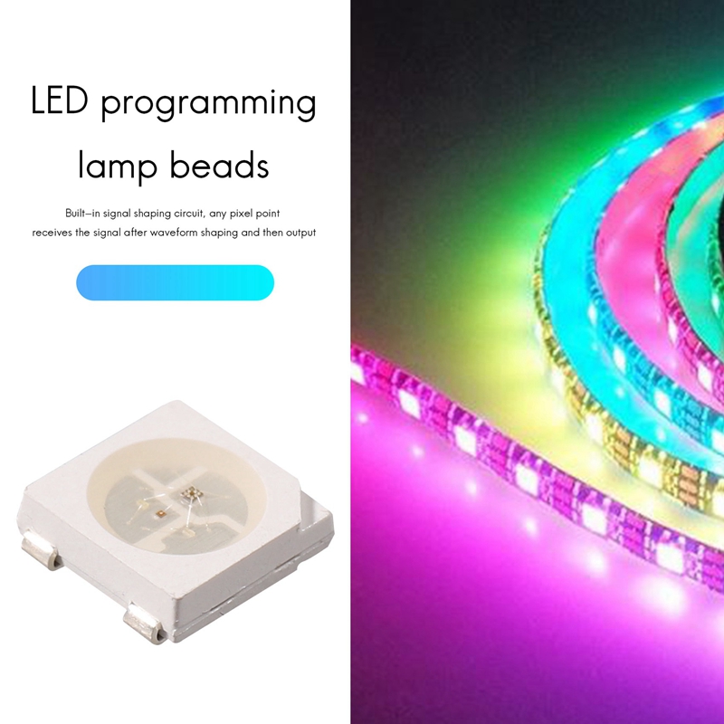 100PCS WS2812B RGB LED Chip 5050SMD White PCB WS2812 Individually Addressable Chip Pixels DC5V