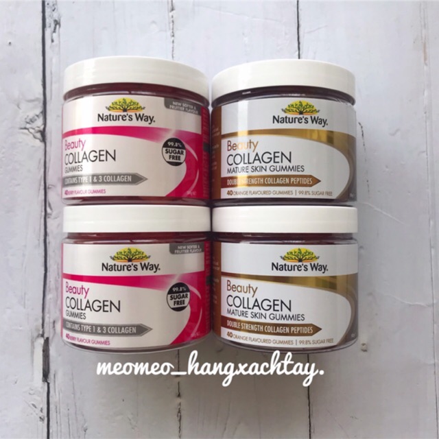 Collagen dạng kẹo dẻo Nature’s Way Collane gummies Úc(Hồng trước 40 tuổi)
