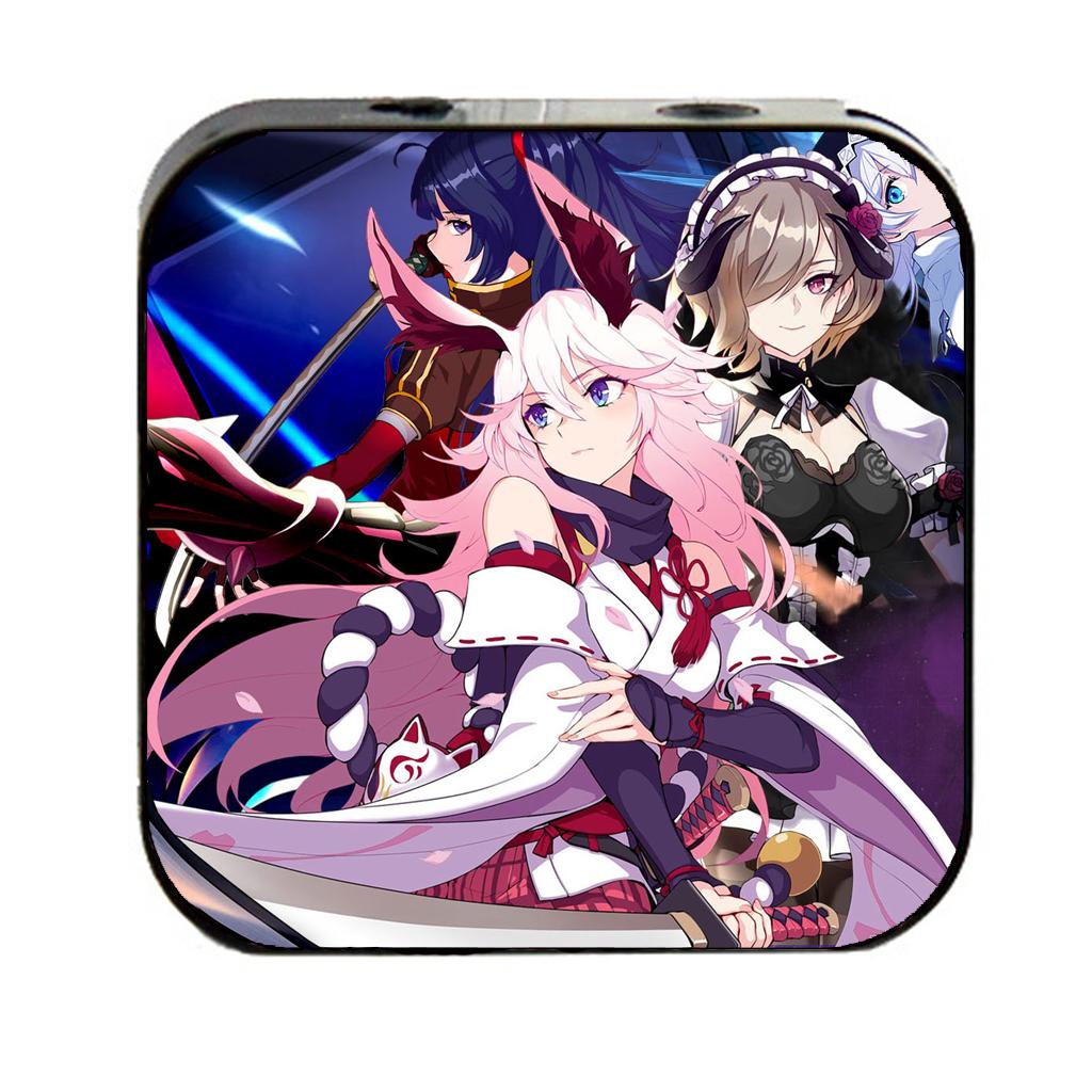 Máy nghe nhạc Honkai impact anime chibi cầm tay mini tặng tai nghe cắm dây có mic và dây sạc