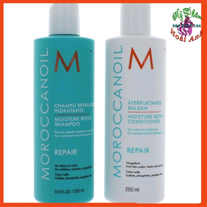 Cặp dầu gội xả phục hồi tóc hư tổn moroccanoil moisture repair shampoo and conditioner 250ml x 2