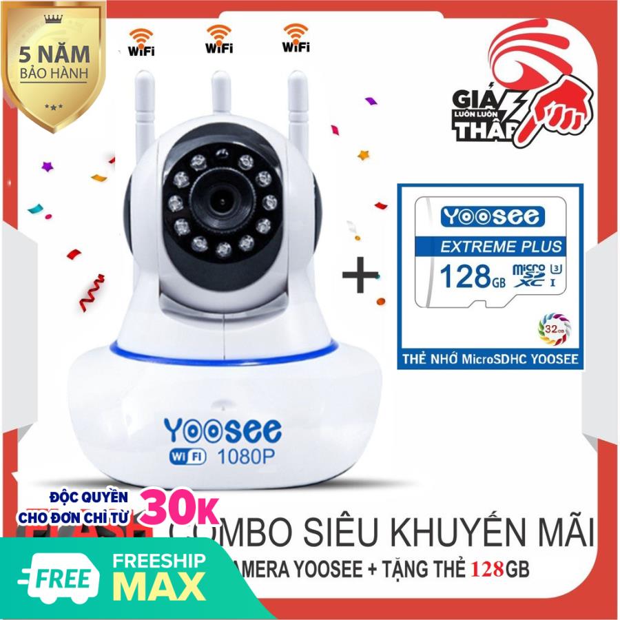 >> BÁO GIÁ (BẢO HÀNH 24 THÁNG, SALE 50%)CAMERA WIFI YOOSEE 2.0MP FULLHD 1920 X 1080,CAMERA WIFI KHÔNG DÂY HỖ TRỢ GHI ÂM, | Shopee Lazada Sendo Tiki mới nhất 88 (KÈM thẻ nhớ YOOSEE 128 GB,1đổi 1 trong vòng 30 ngày, bảo hành 5 năm) Camera IP Wifi Yoosee 3 Râu Full HD 1920 X 1080p Không Dây Phiên Bản Mới Nhất 2019,xoay 360 độ, camera trong nhà, ngoài trời