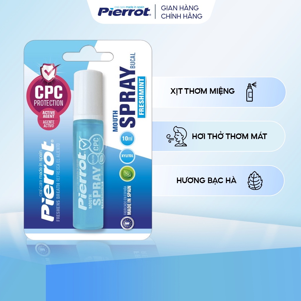 Nước xịt thơm miệng kháng khuẩn Pierrot 10ml