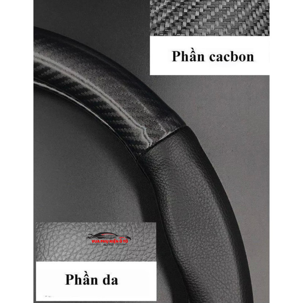 Bọc vô lăng carbon 4s cao cấp kèm logo Hãng