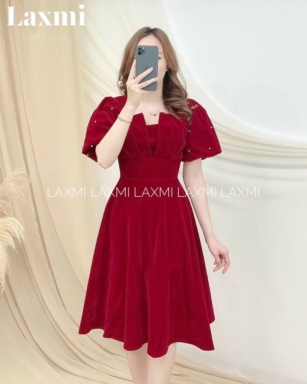Đầm dự tiệc tay phồng kết ngọc đủ size
