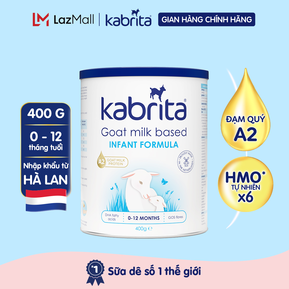 [Date T3/25] Sữa dê Kabrita cho trẻ từ 0-12 tháng - Lon 400g