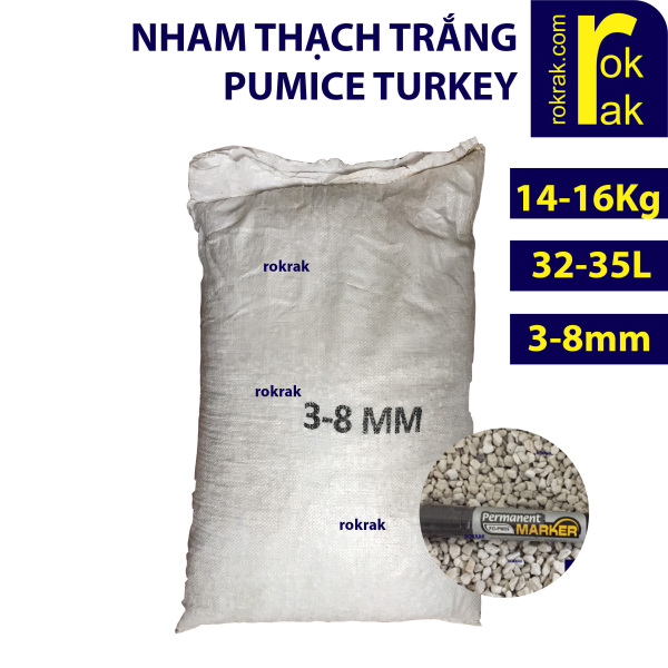 [HCM]Đá bọt pumice nham thạch trắng 3-8mm Turkey NGUYÊN BAO lọc nước hồ cá trồng cây