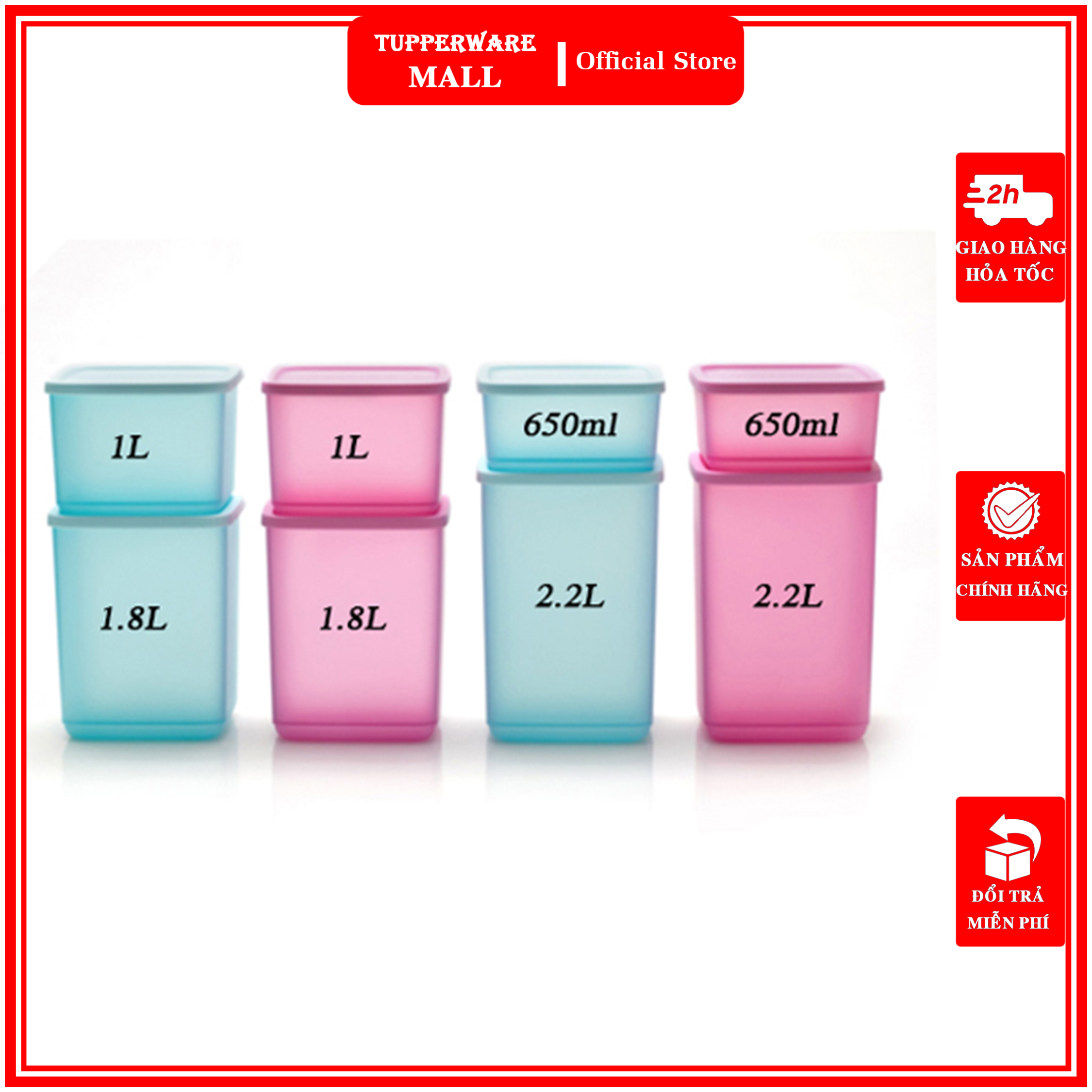 Bộ Hộp Bảo Quản Thực Phẩm Tupperware Pop Fiesta (8 hộp)