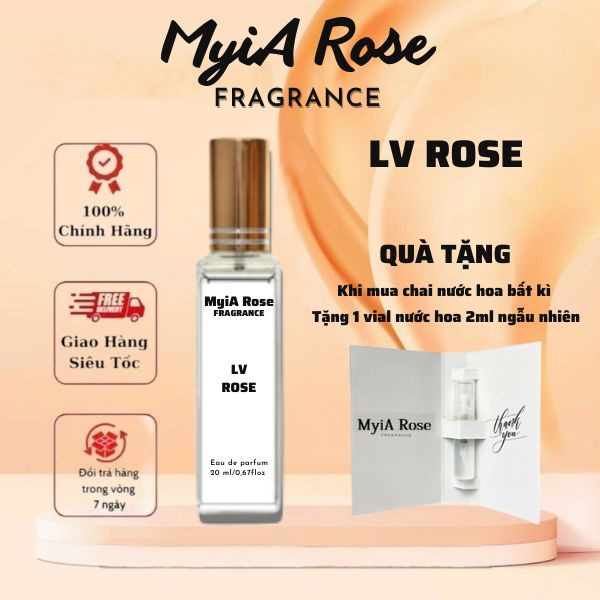 Nước hoa nữ lv rose chính hãng myia rose phong cách nhẹ nhàng, tinh tế, gợi cảm 20ml