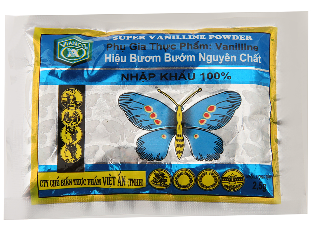 [Gói 2.5g (10 ống)] BỘT THƠM VANI BƯƠM BƯỚM [VN] VIANCO Super Vanilline Powder
