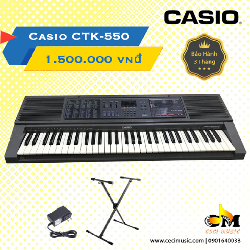 Đàn Organ Casio CTK 550 Like new 90%. Bảo hành 3 tháng. Tặng kèm chân đàn trị giá 150,000đ.
