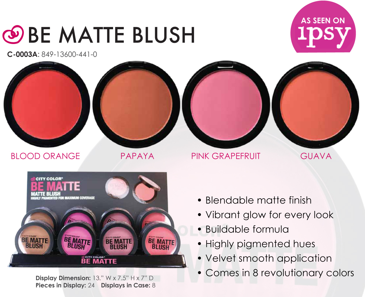Phấn má hồng City Color BE MATTE BLUSH 15g