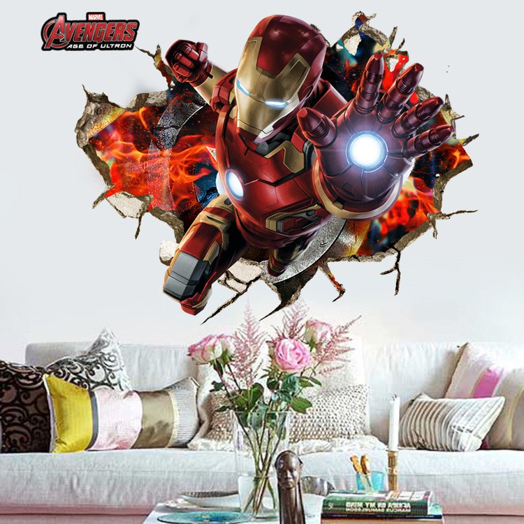 [HCM]Decal 3D Iron Man - Biệt Đội Siêu Anh Hùng Marvel - Decal Người Sắt