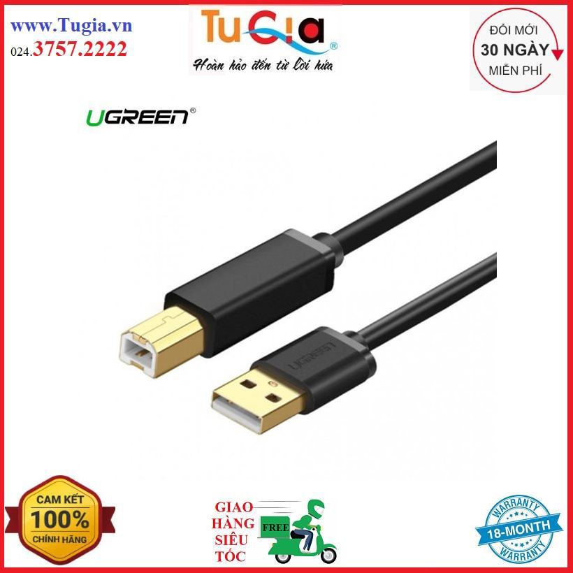 Cáp máy in usb 3m ugreen ug-10351 đầu cáp-hàng chính hãng