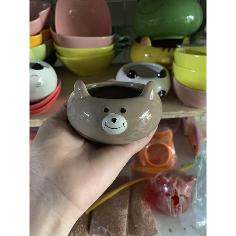 chén sứ hình thú nhỏ - Gấu trúc